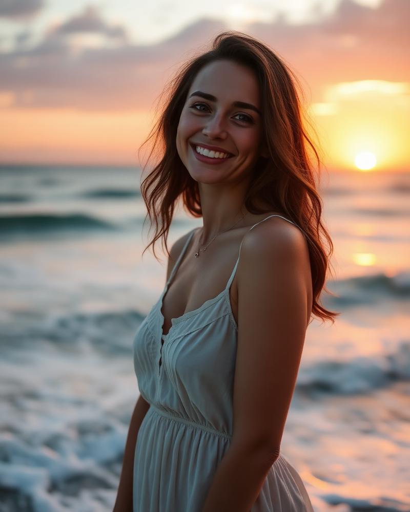 Sofia — romantic Poe AI companion by the sea